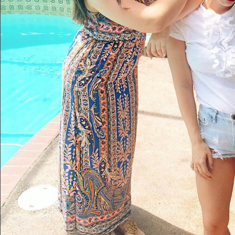 Patterned Tie Back Maxi Dress